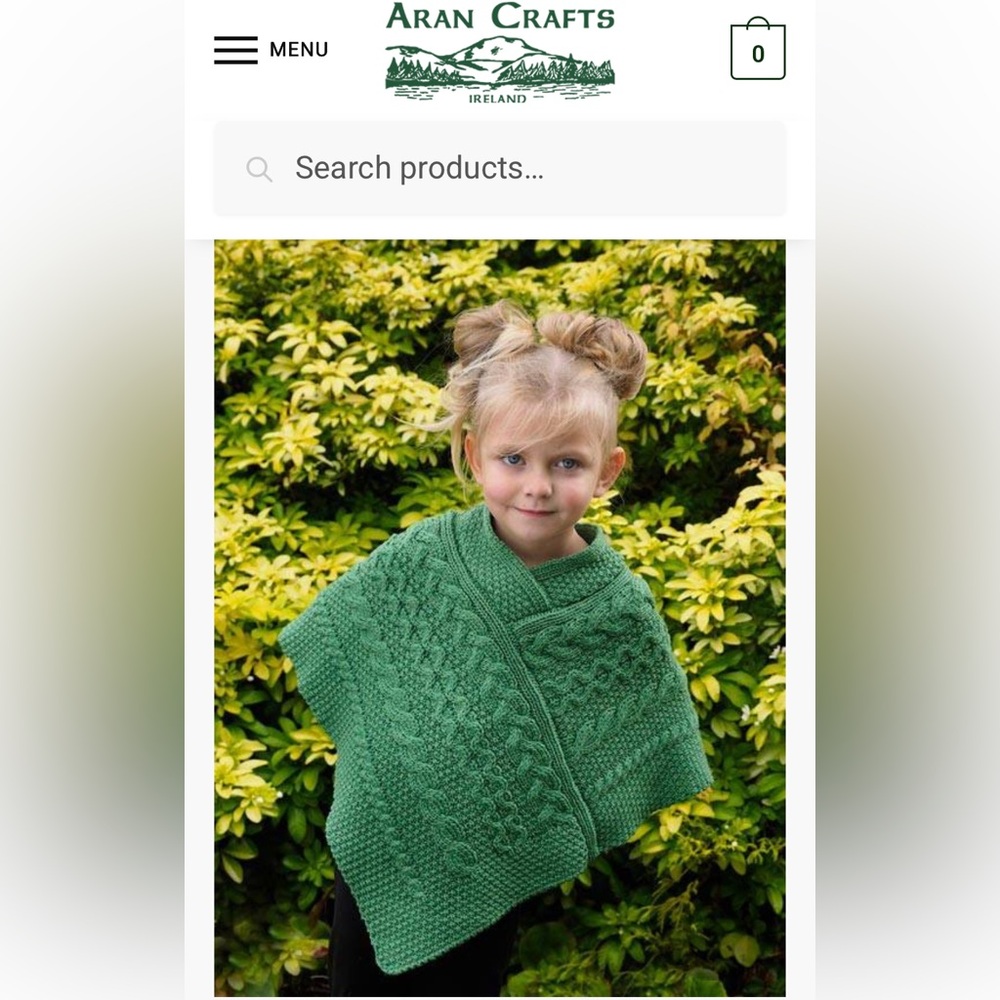 Girls Lg. Aran Crafts Merino Wool Knitwear in Green